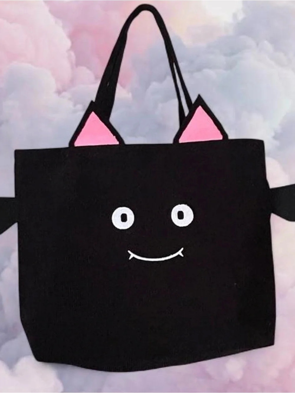 Black Bat Tote Bag with Pink Ears - Brand